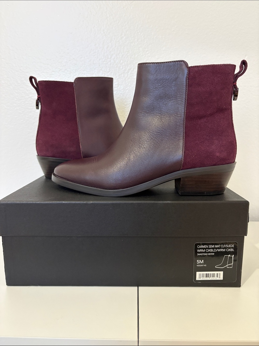 Coach Carmen Burgundy & Wine Ankle Boots